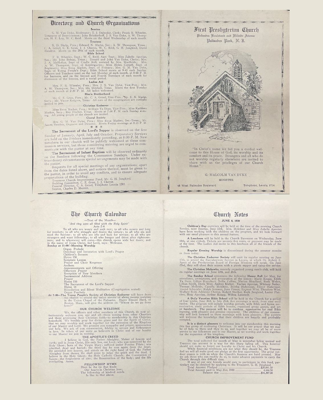 Church bulletin and worship notes